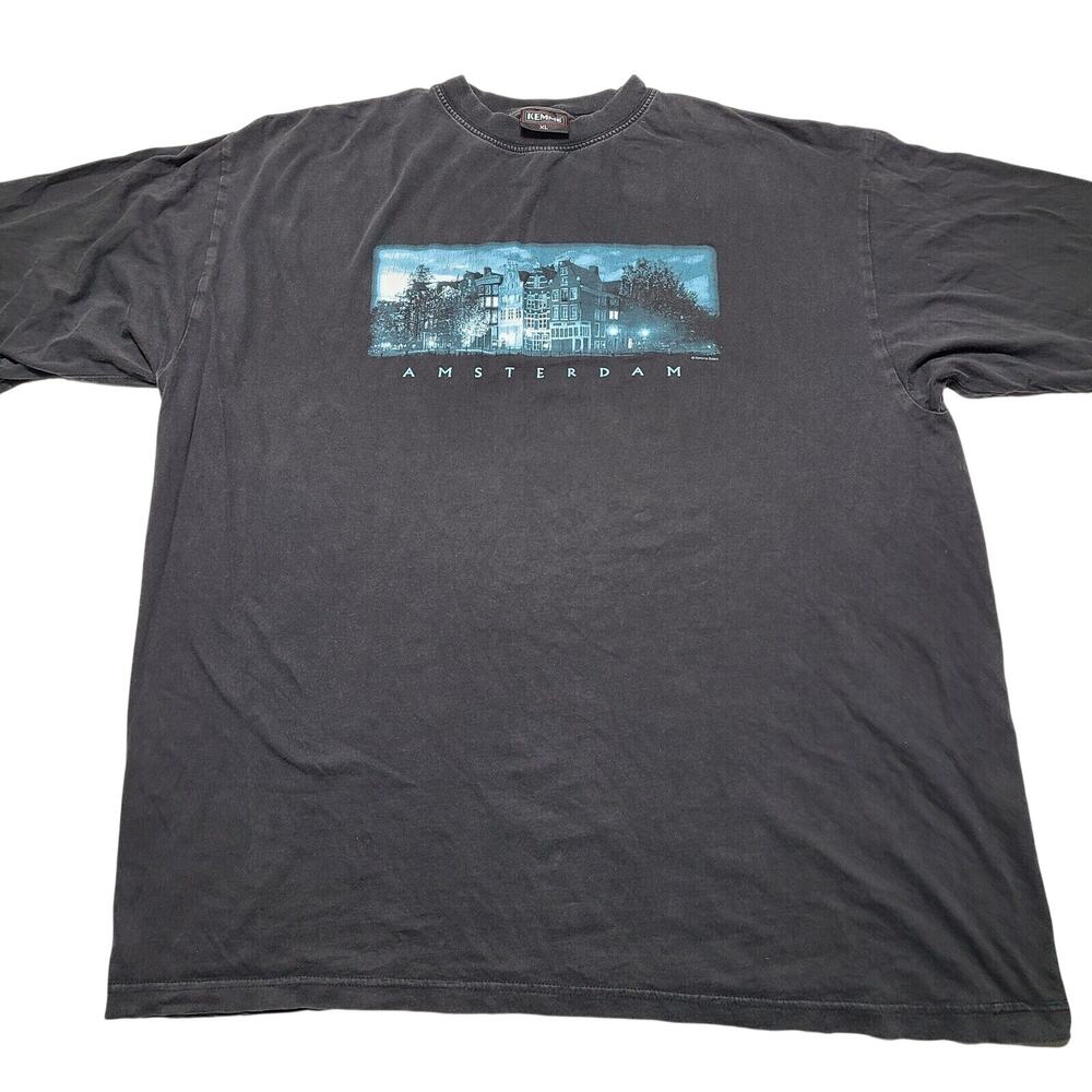 Kemme Edam Amsterdam Vintage mens T-shirt Black Size XL 90's
